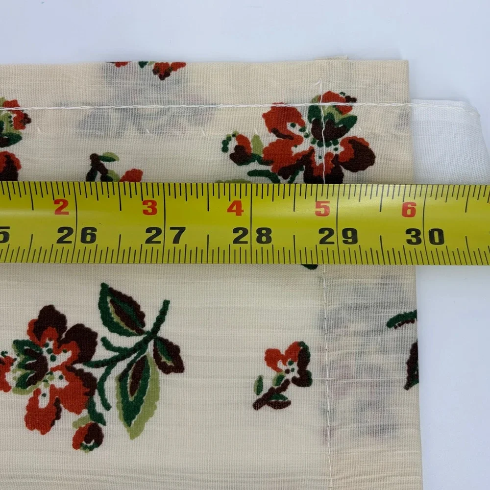 Springmaid Cafe Curtain Set Vintage NOS Floral Pom Pom Cottagecore Grandmacore